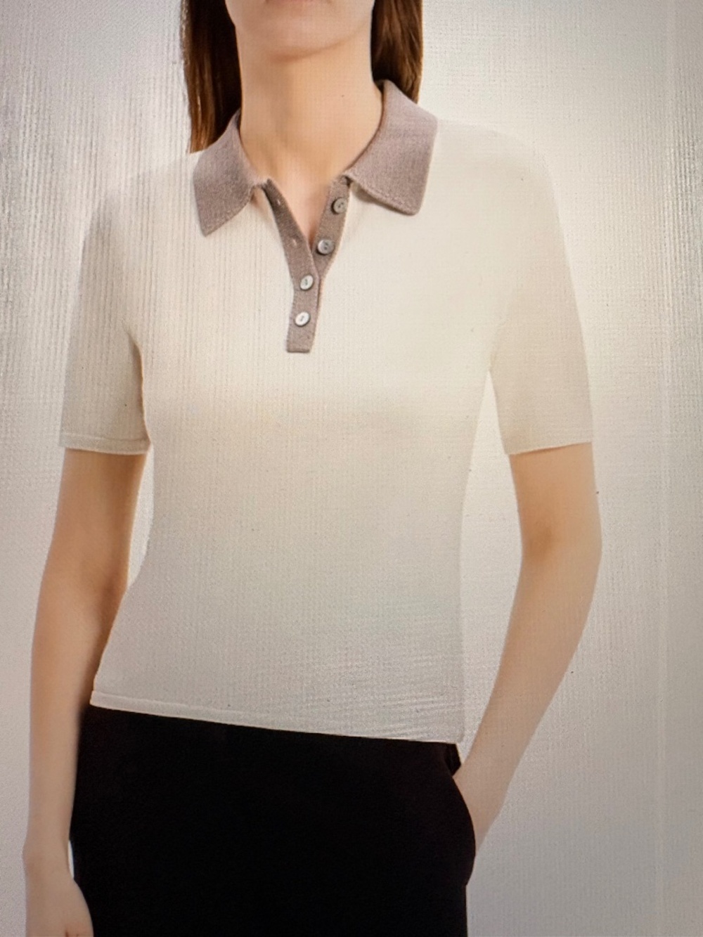 NWT Theory Contrast Polo Ivory/Cinder Neo Bering Sweater